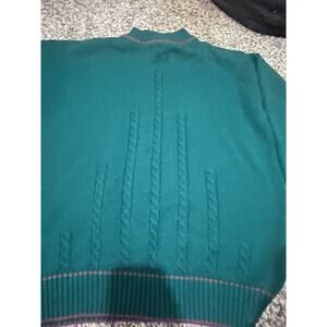 Vtg Euro Flash Turtleneck Green Sweater Men’s XL Christmas Grandma Cable Knit
